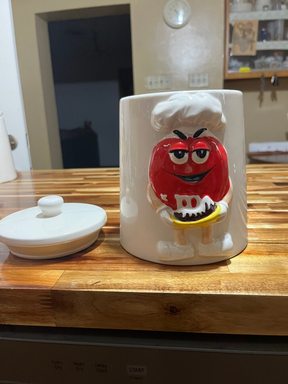 M&M Ceramic Cookie Jar Red M&M Chef Character Candy Container